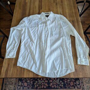 Men's size 16 1/2 34 35 Button Down Dress Shirt Cream Herringbone Texture